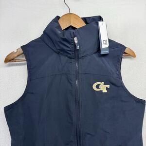 Georgia Tech University Vest Women's XS Blue Embroidered Hooded Rain Tech NEW